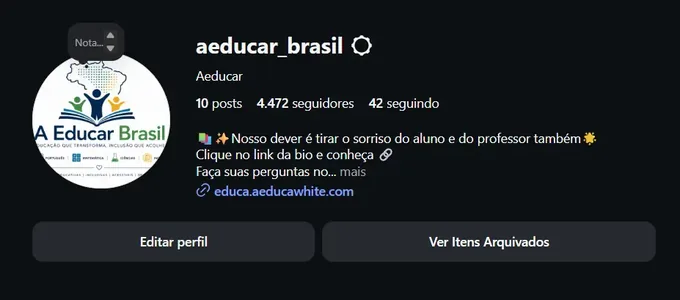 Perfil @aeducar_brasil no Instagram